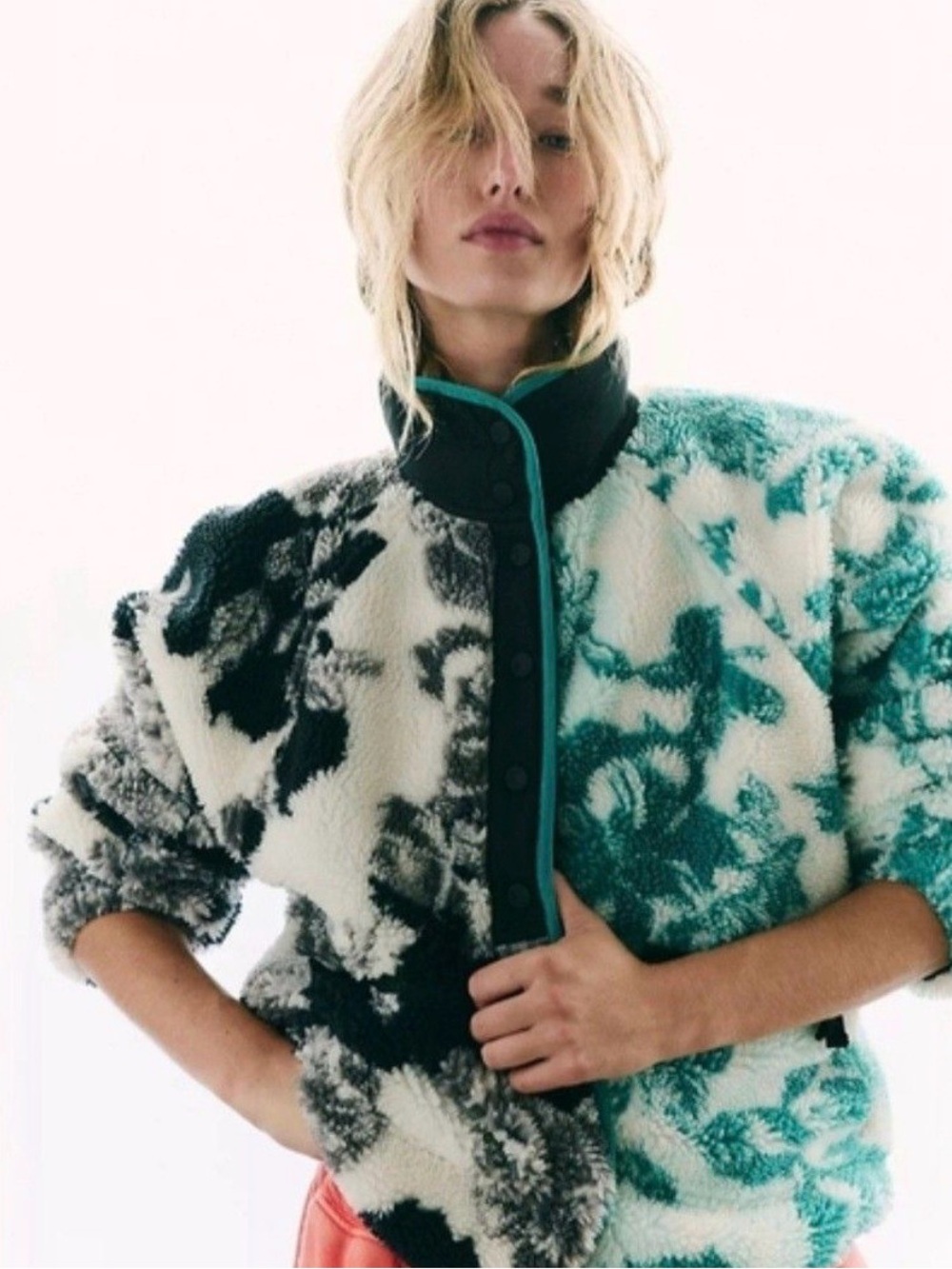 FP Movement by Free People Hit The Slopes Jacket Sherpa XS Floral Cozy - Picture 3 of 10